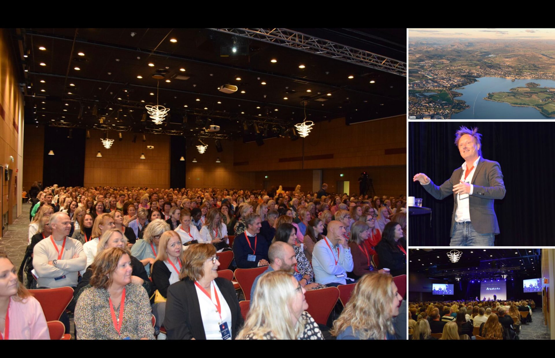 Thomas Geuken on stage in front of a large conference audience